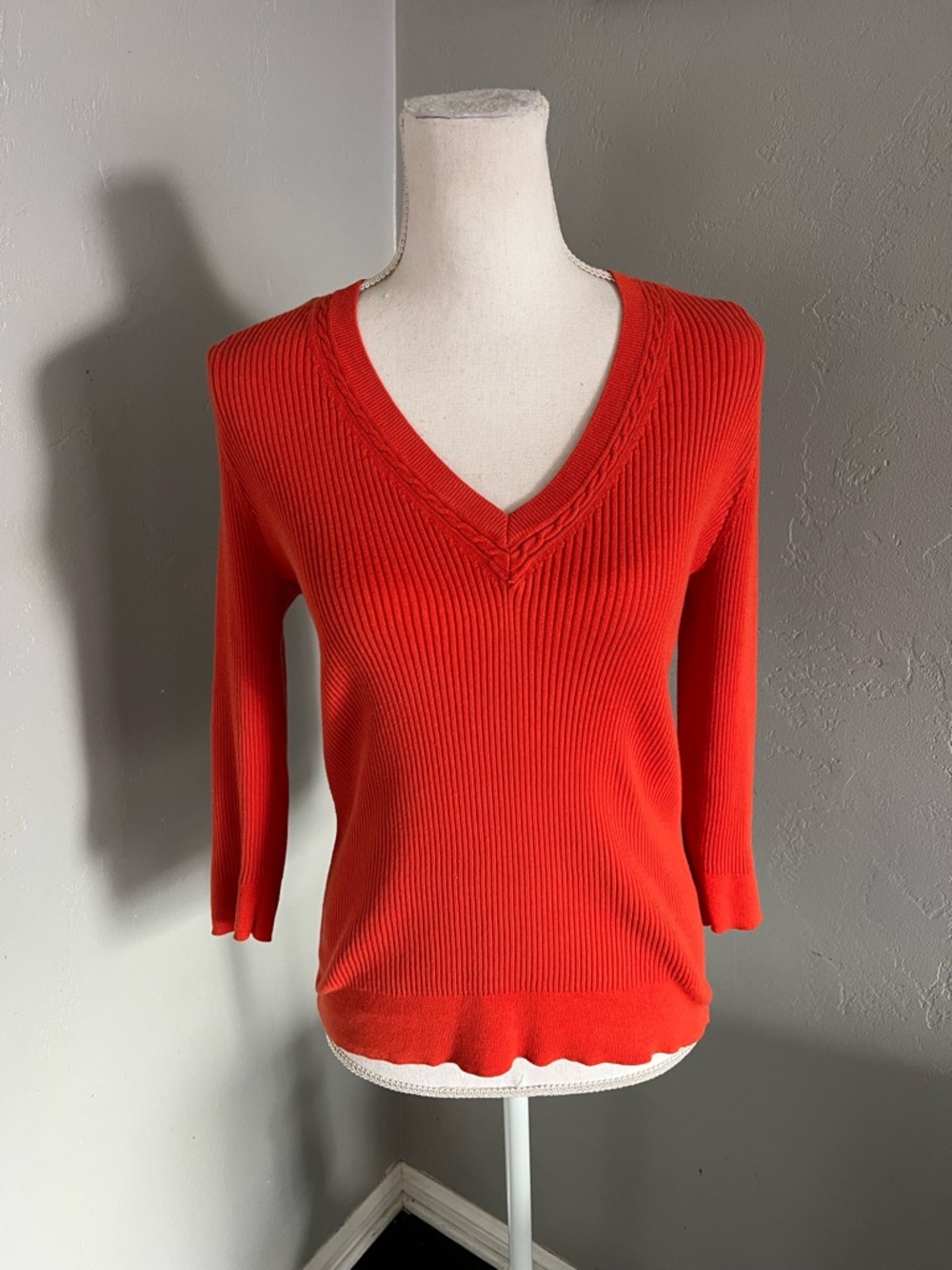 Ralph Lauren V-Neck Ribbed Sweater - Bright Red